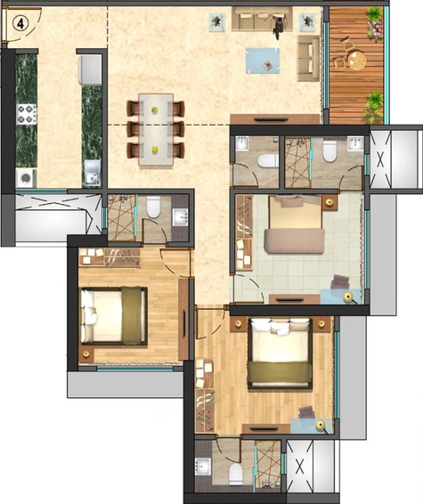 3 BHK Flat in Northern Hills in Dahisar East, Mumbai - Image 813890