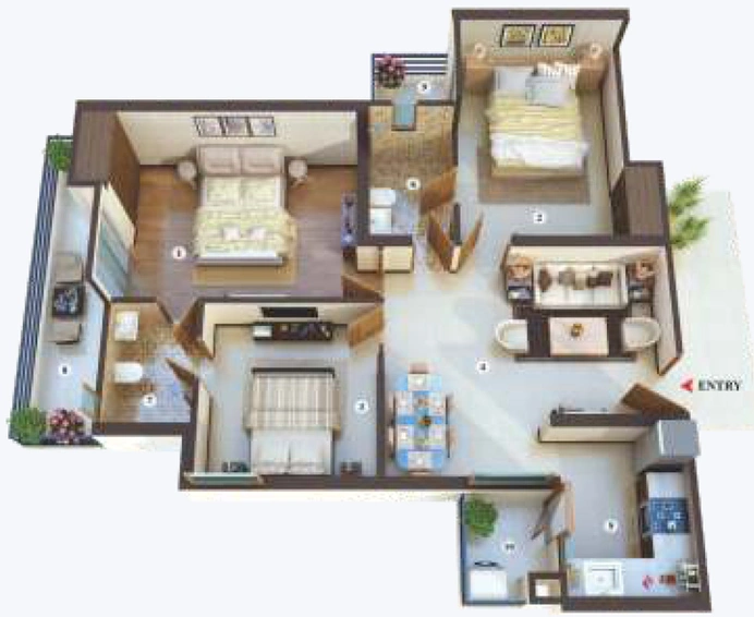 3 BHK Flat in Ajnara Panorama in Yamuna Expressway, Greater Noida - Image 774115