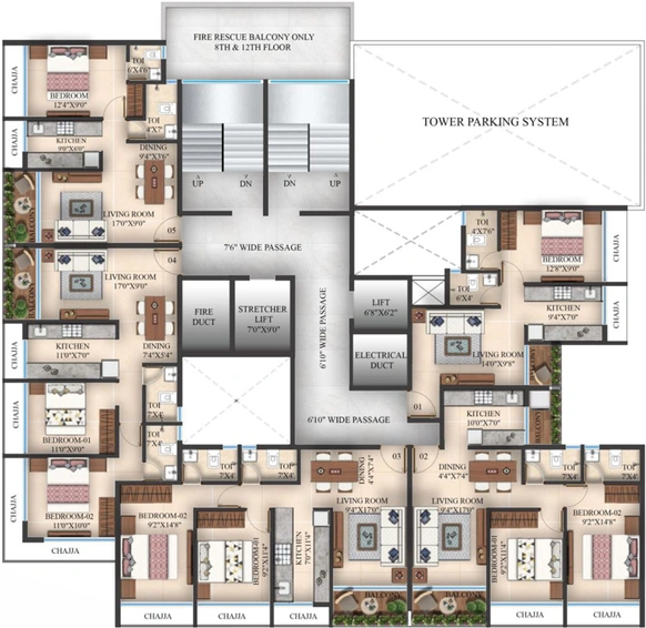 Floor Plan of Surya Vista Heights in Ulwe, Navi Mumbai - Image 67173