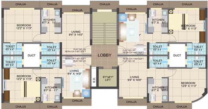Floor Plan of JSM Krishna Kamal in Panvel, Navi Mumbai - Image 67185