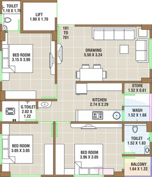 3 BHK Flat in Shiv Pooja Residency in Nava Vadaj, Ahmedabad - Image 569966