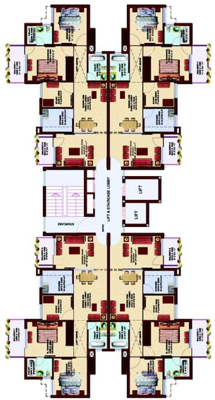 Floor Plan of SRS Pearl Heights in Sector 87, Faridabad - Image 67209