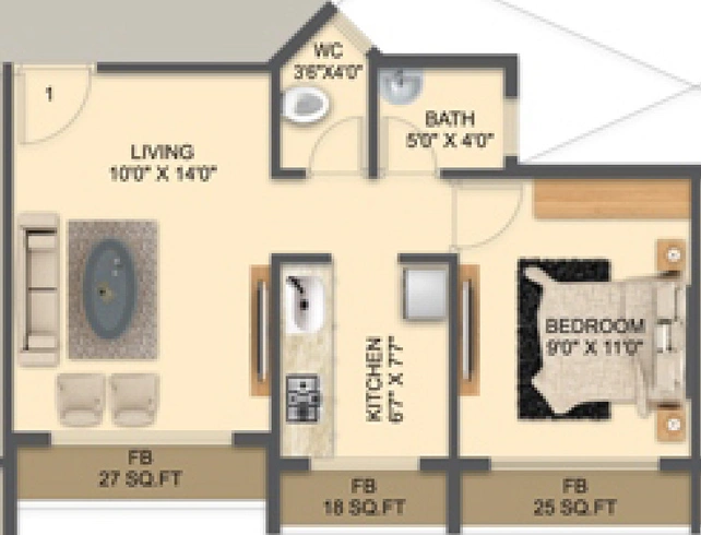1 BHK Flat in Shagun White Wings in Ulwe, Navi Mumbai - Image 565239