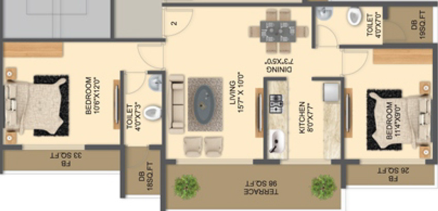2 BHK Flat in Shagun White Wings in Ulwe, Navi Mumbai - Image 565240