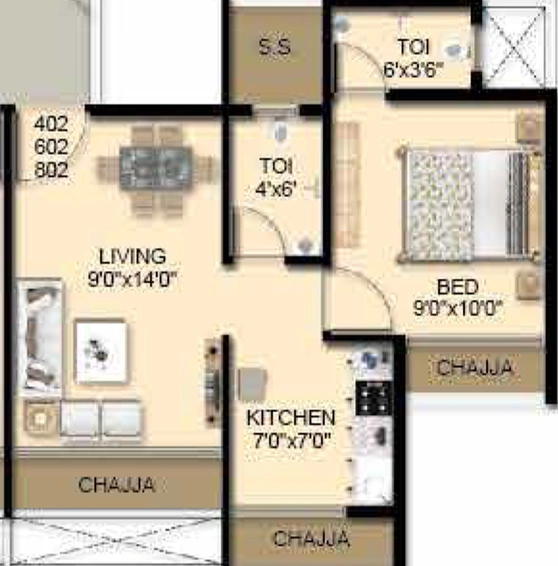 1 BHK Flat in Shagun White Nest in Ulwe, Navi Mumbai - Image 565293