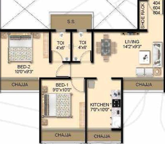 2 BHK Flat in Shagun White Nest in Ulwe, Navi Mumbai - Image 565294