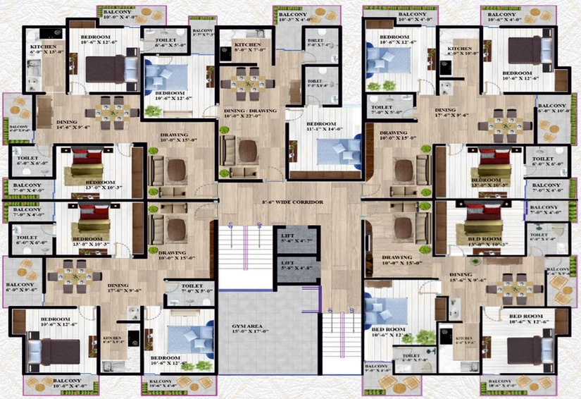 Floor Plan of Royal Geetanjali in Begampur, Patna - Image 67570