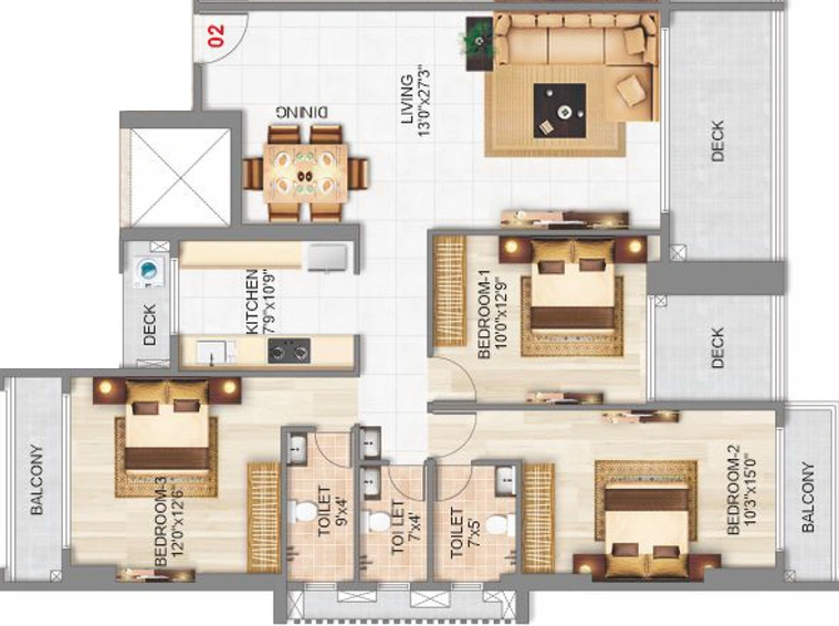 3 BHK Flat in Tirupati Heights in Kopar Khairane, Navi Mumbai - Image 566245