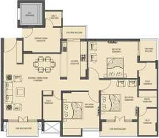3 BHK Flat in Omkar Daffodils in Vrindavan Yojna, Lucknow - Image 566004