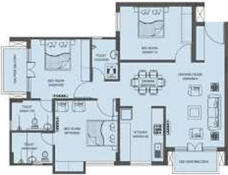 3 BHK Flat in Omkar Daffodils in Vrindavan Yojna, Lucknow - Image 566003
