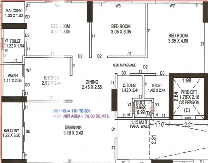 3 BHK Flat in Rehbar Baagban in Khanpur, Ahmedabad - Image 569662