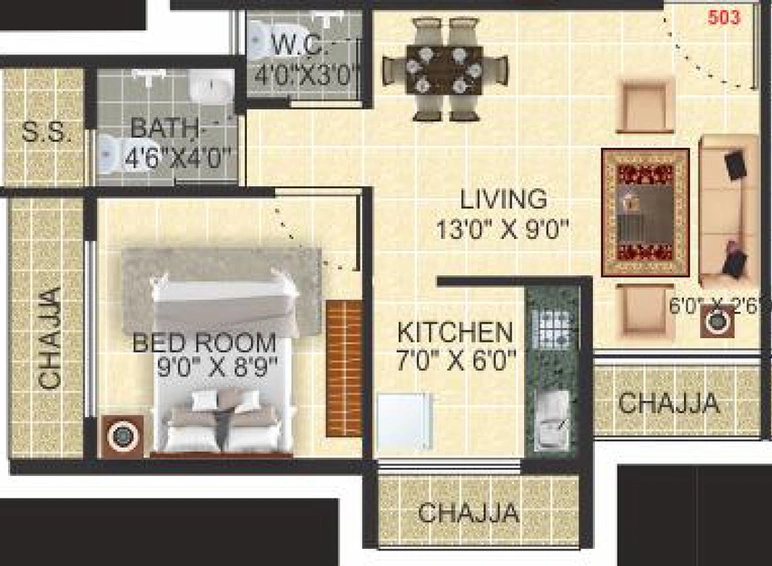 1 BHK Flat in Dynamic Avenue in Ulwe, Navi Mumbai - Image 568143