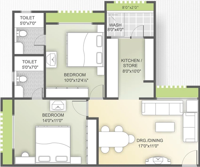 2 BHK Flat in Royal Orchid Whitefield in Makarba, Ahmedabad - Image 569123