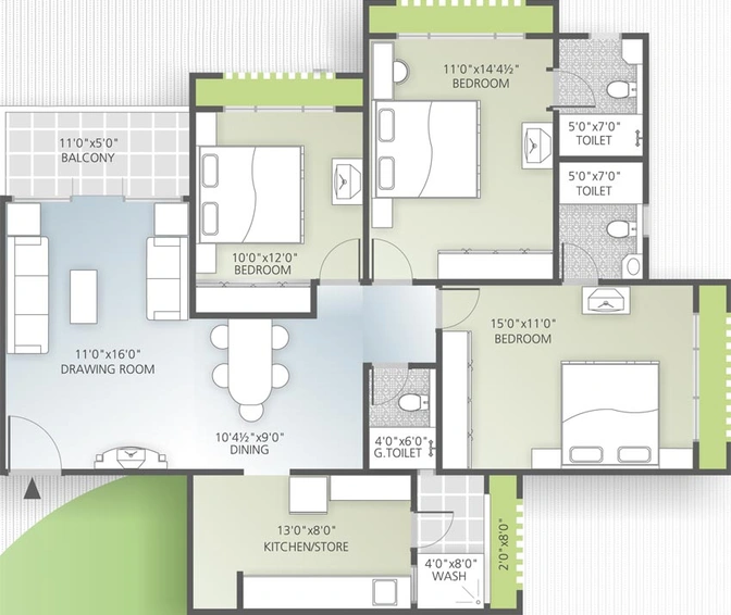 3 BHK Flat in Royal Orchid Whitefield in Makarba, Ahmedabad - Image 569124