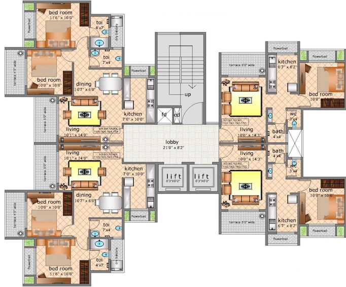 Floor Plan of RS Exotica in Kharghar, Navi Mumbai - Image 69822