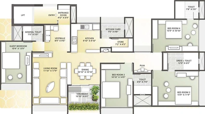 4 BHK Flat in Goyal Riviera Harmony in Prahlad Nagar, Ahmedabad - Image 568995