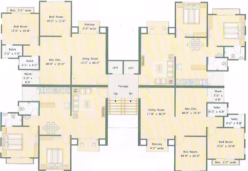 Floor Plan of Pragati Tulsi Heights in Ajwa Road, Vadodara - Image 102711