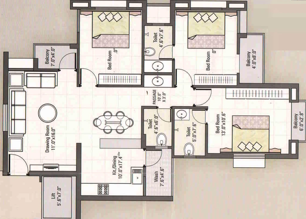 3 BHK Flat in Shreeji Residency Tarsali in Tarsali, Vadodara - Image 574062