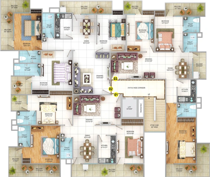 Floor Plan of RD Sunshine in Khagaul Road, Patna - Image 73704