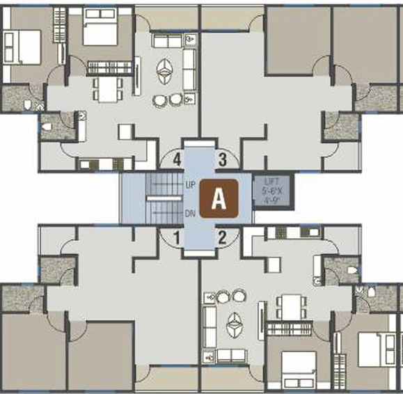 Floor Plan of Akshar Pride in Atladara, Vadodara - Image 69378