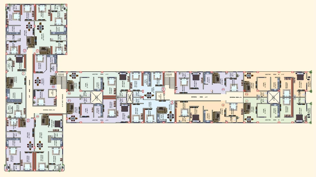 Floor Plan of Double Dev Deep Enclave in Beur, Patna - Image 74650