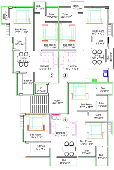 Floor Plan of Sanrachna Kesar Enclave in Khagaul Road, Patna - Image 74469