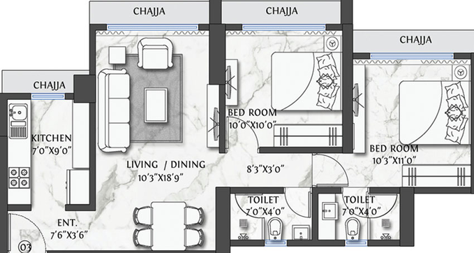 2 BHK Flat in Vora Skyline Icon in Kandivali West, Mumbai - Image 445729