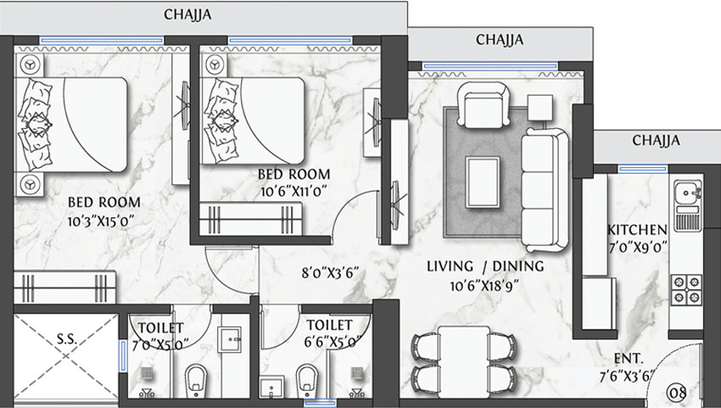 2 BHK Flat in Vora Skyline Icon in Kandivali West, Mumbai - Image 445730