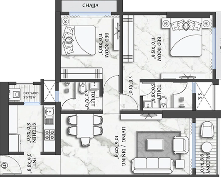 2 BHK Flat in Vora Skyline Icon in Kandivali West, Mumbai - Image 445731