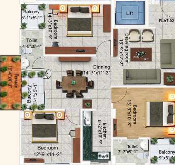3 BHK Flat in JG Manju Residency in Khagaul Road, Patna - Image 594780