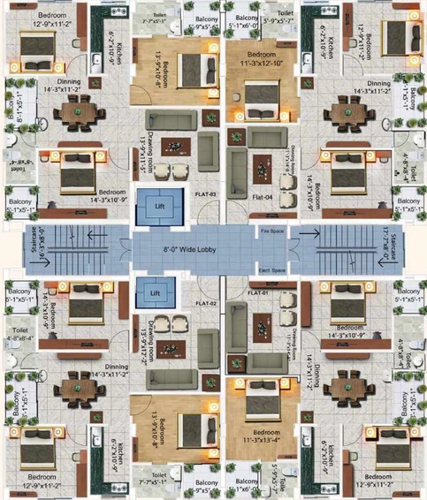 Floor Plan of JG Manju Residency in Khagaul Road, Patna - Image 73710