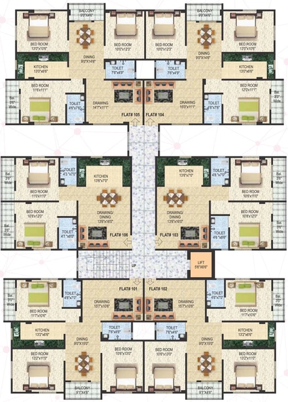 Floor Plan of NJ Lotus Tower in Shivpuri, Patna - Image 74756