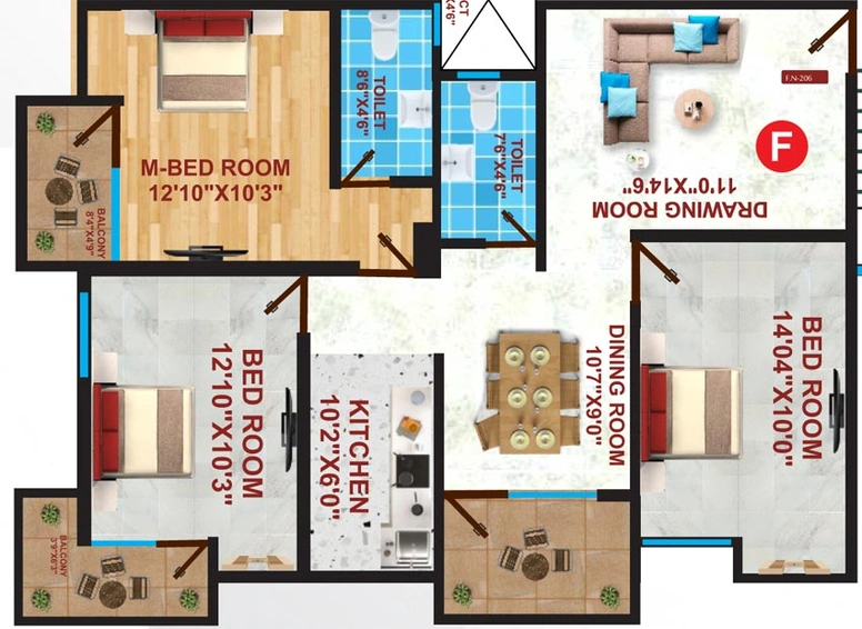 3 BHK Flat in Lokankara Usha Villa Apartments in Khemnichak, Patna - Image 597637