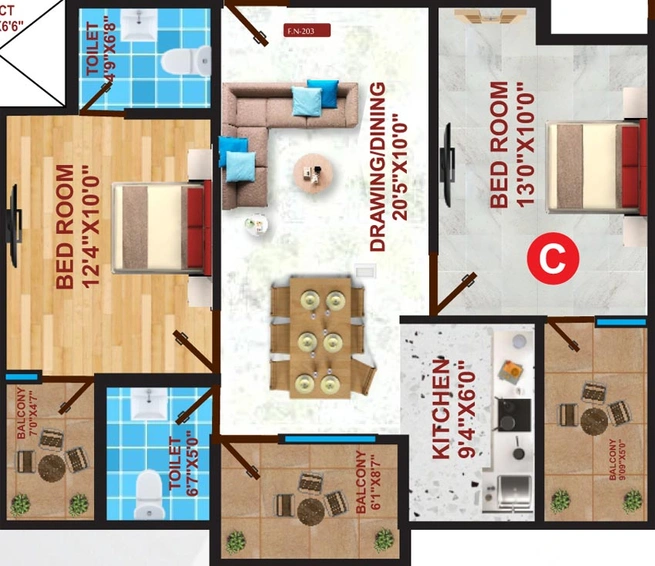 2 BHK Flat in Lokankara Usha Villa Apartments in Khemnichak, Patna - Image 597636