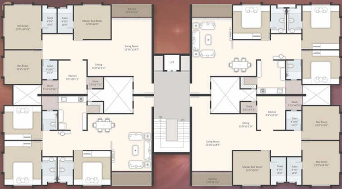 Floor Plan of Shri Raj Rajeshwar Galaxy in Harni, Vadodara - Image 69607