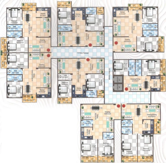 Floor Plan of Aarthik Sri Sai Village Apartments in Khagaul Road, Patna - Image 74489