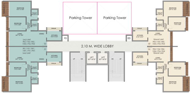 Floor Plan of Akshar Panchratna in Vashi, Navi Mumbai - Image 69487