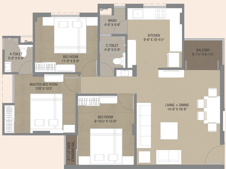 3 BHK Flat in Vicky Vikrama 2 in Tandalja, Vadodara - Image 588631