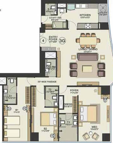 3 BHK Flat in Island City Centre in Dadar East, Mumbai - Image 446099
