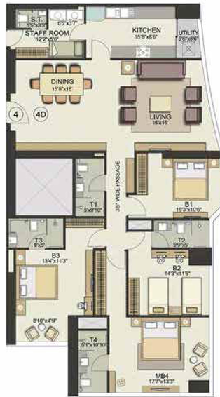 4 BHK Flat in Island City Centre in Dadar East, Mumbai - Image 446100