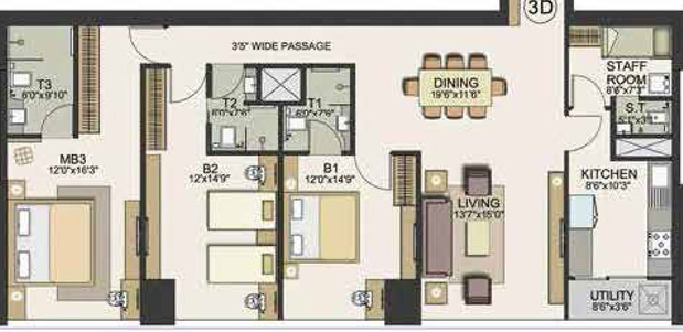 3 BHK Flat in Island City Centre in Dadar East, Mumbai - Image 446098