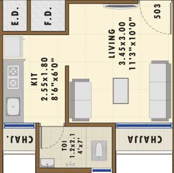 1 RK Flat in Jairaj Mauli Sparsh in Ulwe, Navi Mumbai - Image 600421