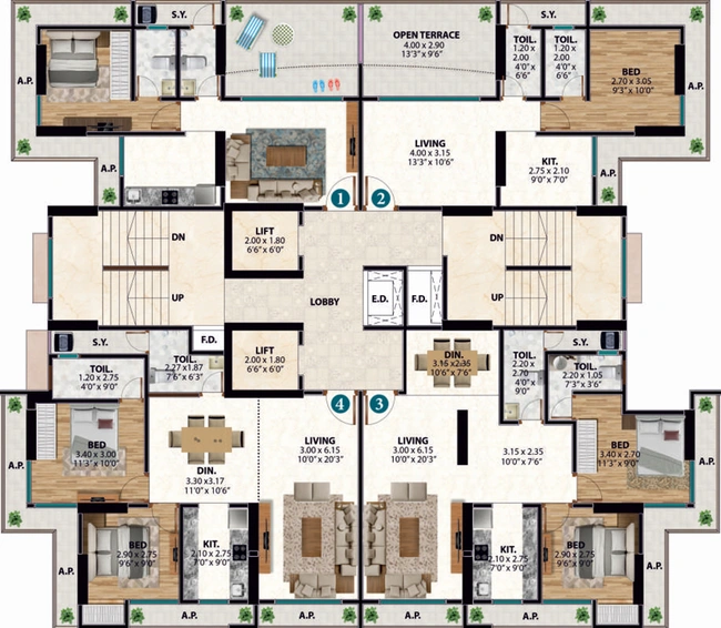 Floor Plan of Yashree Yash Paradise in Dhokali, Thane - Image 123094