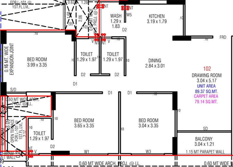 3 BHK Flat in Ratna Trident Experia in Khodiyar, Ahmedabad - Image 594021