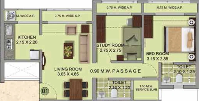 2 BHK Flat in Puraniks Grand Central in Thane West, Thane - Image 778960