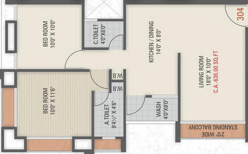 2 BHK Flat in Aagam Prestige in Magdalla, Surat - Image 588118