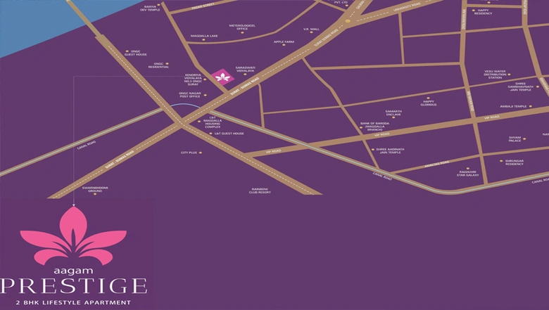 Location of Aagam Prestige in Magdalla, Surat - Image 71182