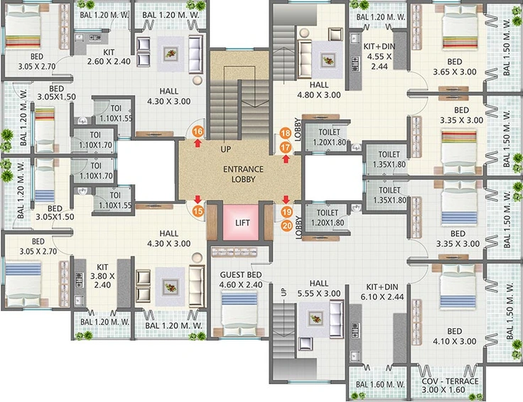 Floor Plan of Rajeshwar Ratnaprabha Residency in Tidke Colony, Nashik - Image 70048