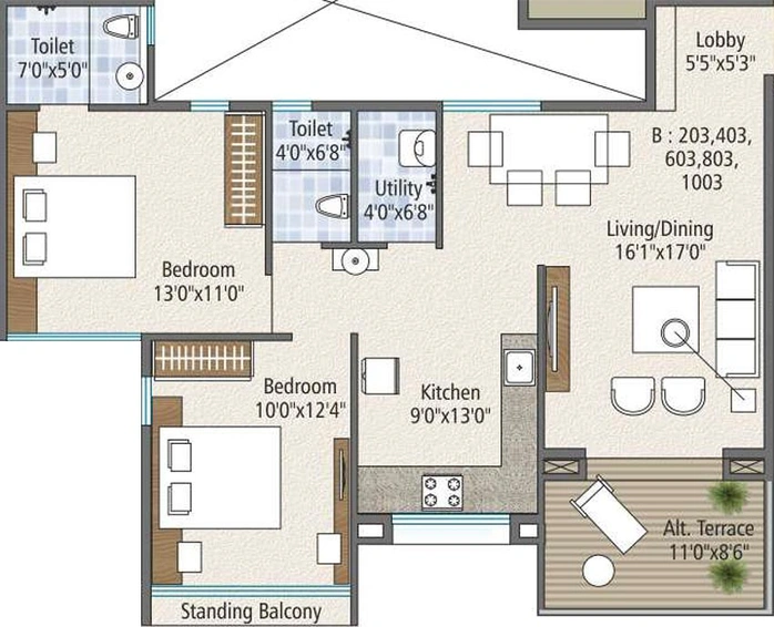 2 BHK Flat in Ravi Amodini Apartment in Mumbai Naka, Nashik - Image 580251