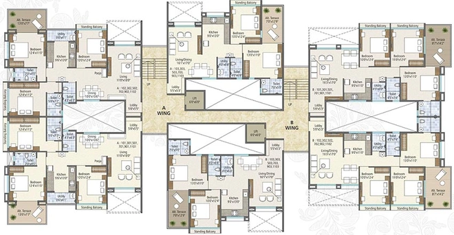 Floor Plan of Ravi Amodini Apartment in Mumbai Naka, Nashik - Image 70056